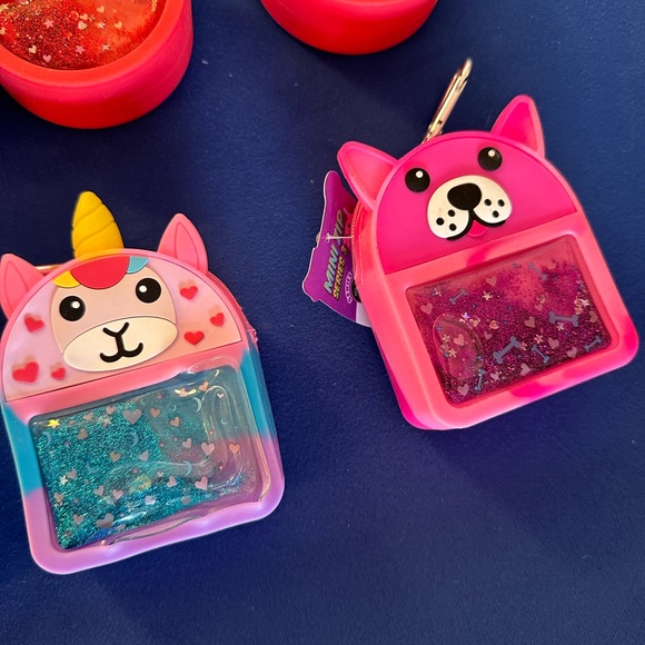 12pc Joe Trend Mini Zip Liquid Floating Glitter Zipper purse w backpack clips - Picture 5 of 12